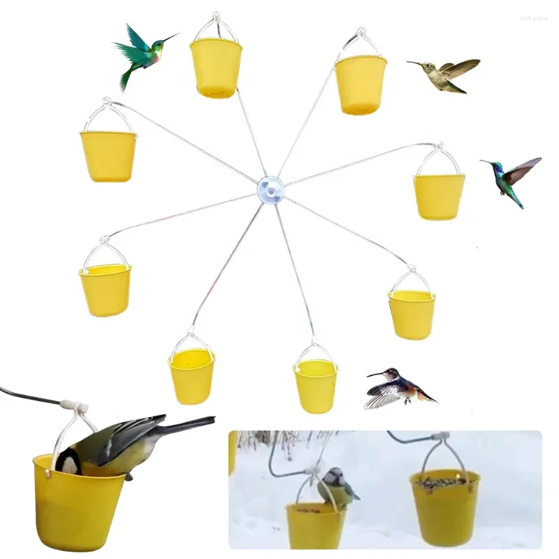 Autres fournitures d'oiseaux Ferris Wheel Feeder Mangeoires à colibris avec 8 seaux d'alimentation rotatifs pour perroquets moineaux