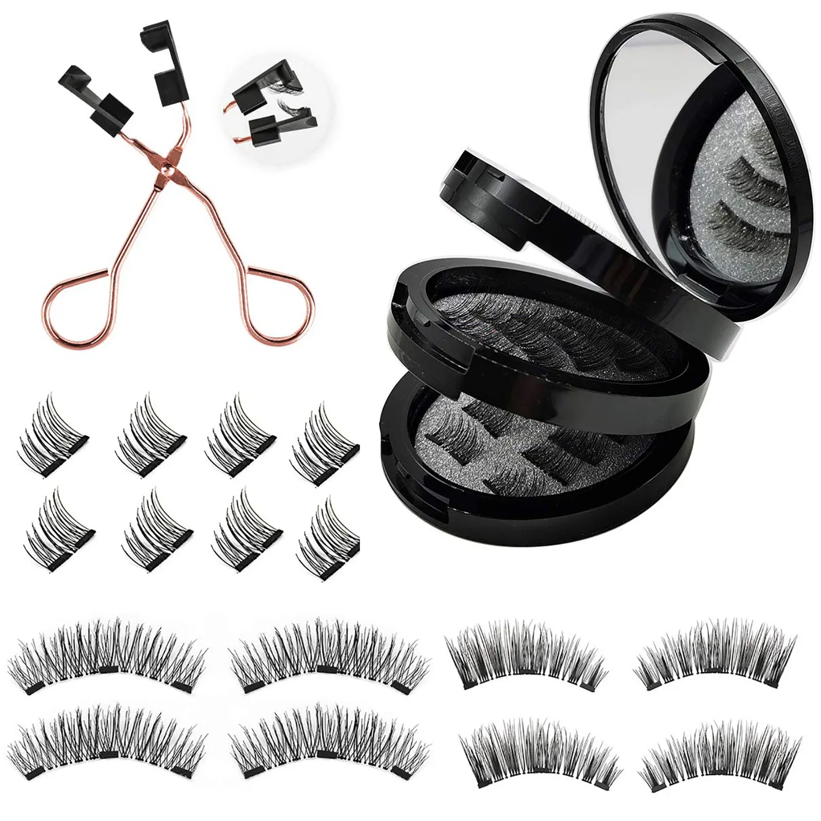 Pincéis cílios falsos magnéticos 3d com cílio de cílios Conjunto de cílios Soft Soft Reutiliza Kit de ferramentas de beleza de maquiagem Fácil de aplicar