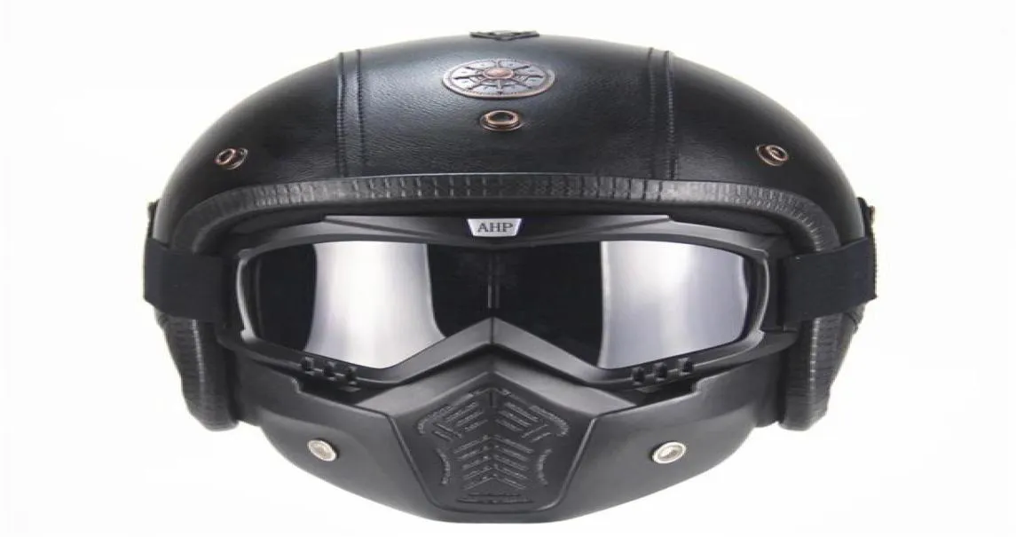 Casque de moto homme quatre saisons casque rétro fait à la main casque personnalisé273d7057778