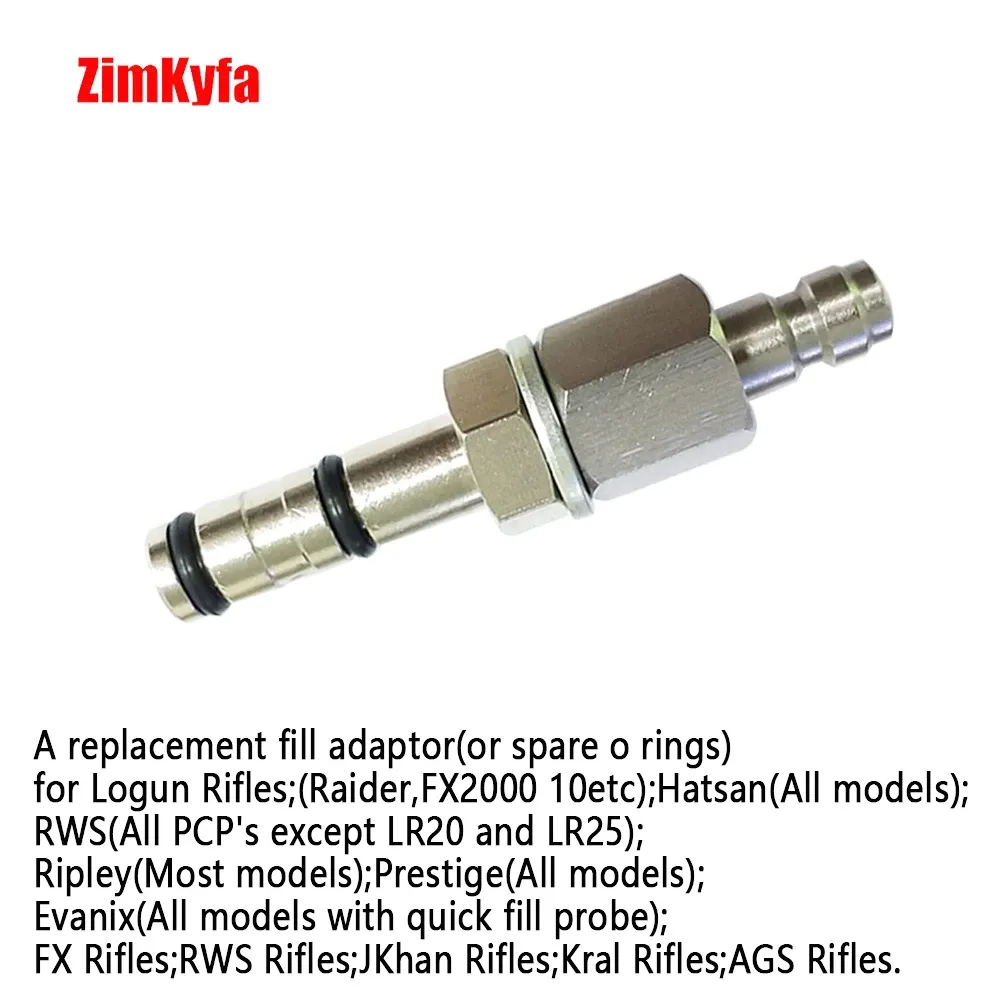 thumbnail image 2 of PCP Air Quick Filling Probe Adapter – Stainless Steel For Evanix, Logun, FX, Hatsan, Webley, Kral (1 Adapter + 2 Rings) 2 of 5
