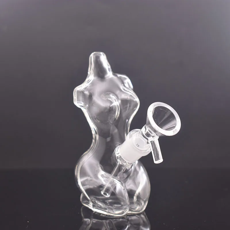 Mini Dab Rig Bubbler Bong à eau soufflé à la main en forme de beauté Pipe à eau en verre Brûleur à mazout Bong avec bol à herbes sèches de 14 mm Tuyaux de brûleur à mazout en verre mâles