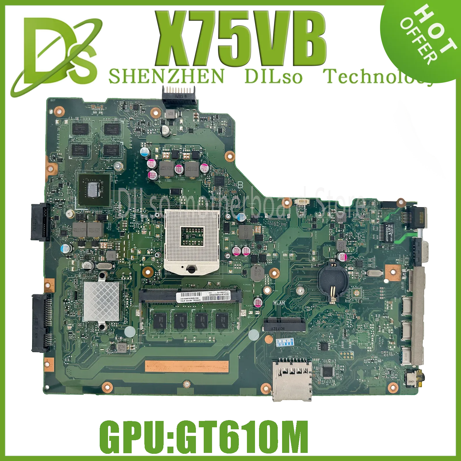 ASUS X75VB Laptop Motherboard Replacement 4GB RAM, Supports  GT610M/GT720M, Compatible with i3/i5 Processors