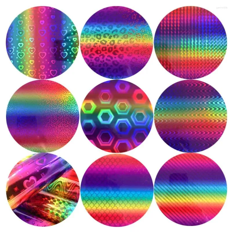 Window Stickers 8 Sheets 12"x10" Bundle Rainbows Adhesive Crafts Holographic Film Making Sign Pattern DIY Mug Wall Decor For Cricut