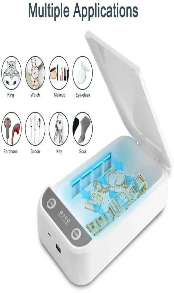 UV Maski telefoniczne Sterylizator Pudełka Biżuterii Czyszczenie osobistego sterylizatora szafka dezynfekcji z aromatem sterylizacji dla maski1711820