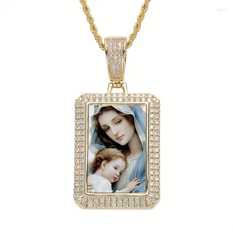 Pendant Necklaces 18K Gold Plated Virgin Mary Christian Zircon Stainless Steels Necklace Mens Fashion Jewelry Party Birthday Gift