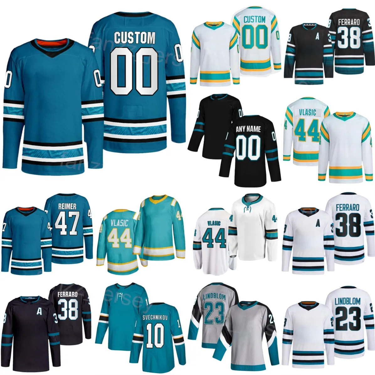 Alternativo 2024 Hockey 5 Matt Benning Jersey Mujer Niños Hombre 23 Oskar Lindblom 94 Barabanov 7 Nico Sturm 48 Tomas Hertl 10 Anthony Duclair 39 Logan Couture Kevin Labanc