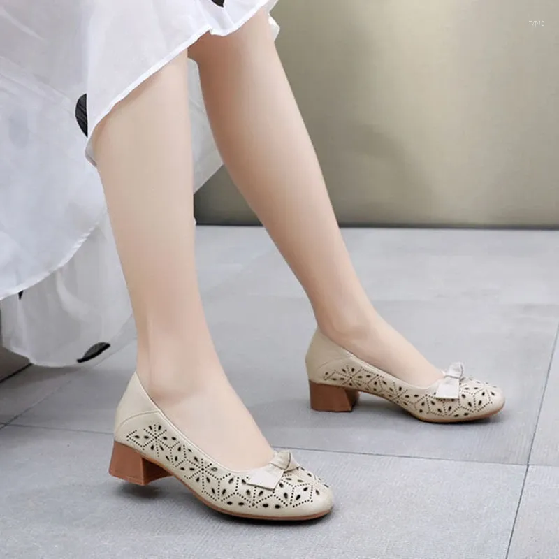 Dress Shoes Summer Shallow Mouth Slip-on Casual Women Hole Round Toe Lightweight Hollow Ladies Flat Zapatos Mujer