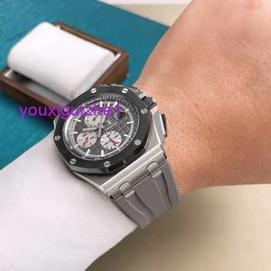 Diving AP Wrist Watch Royal Oak Offshore Series 26470io Elephant Gray Titanium Alloy Back Transparent Mens Timing Fashion Leisure Business Sports Machinery Watch