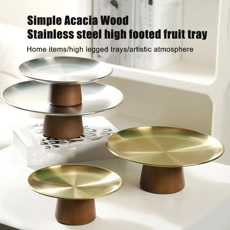 Plattor enkel fruktplatta japansk dessert hög rostfritt stål bricka vardagsrum hushållsgodishållare display