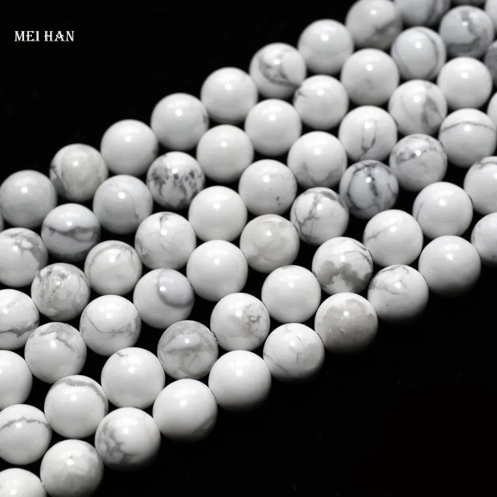 Breloques Meihan livraison gratuite 6mm 8mm 10mm Howlite naturelle perles rondes lisses pierre pour la fabrication de bijoux conception ou cadeau