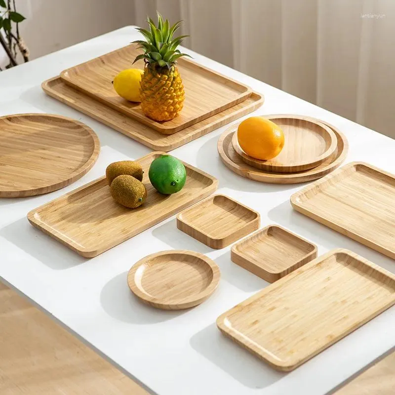 TEA TRAYS BAMBUS TRAY HOME Restaurang Set El Rectangular Refreshment Simple Japanese Fruit