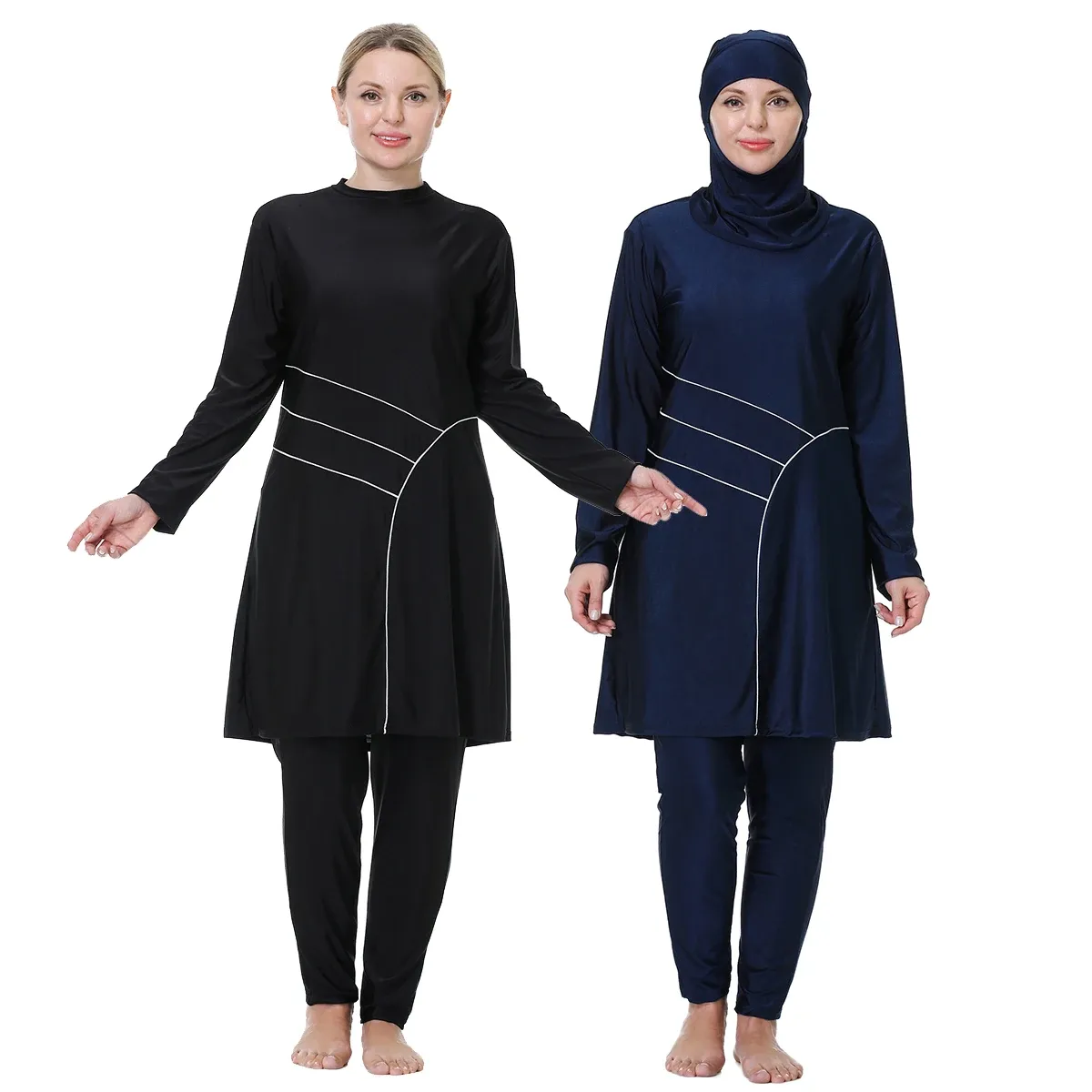Wear Women Swimming Suit 3xl8xl Patchwork Muslim Full Cover Tankinis 3pcs Hijab Long Sleeves Sport Swimwear Islamic Burkinis Wear