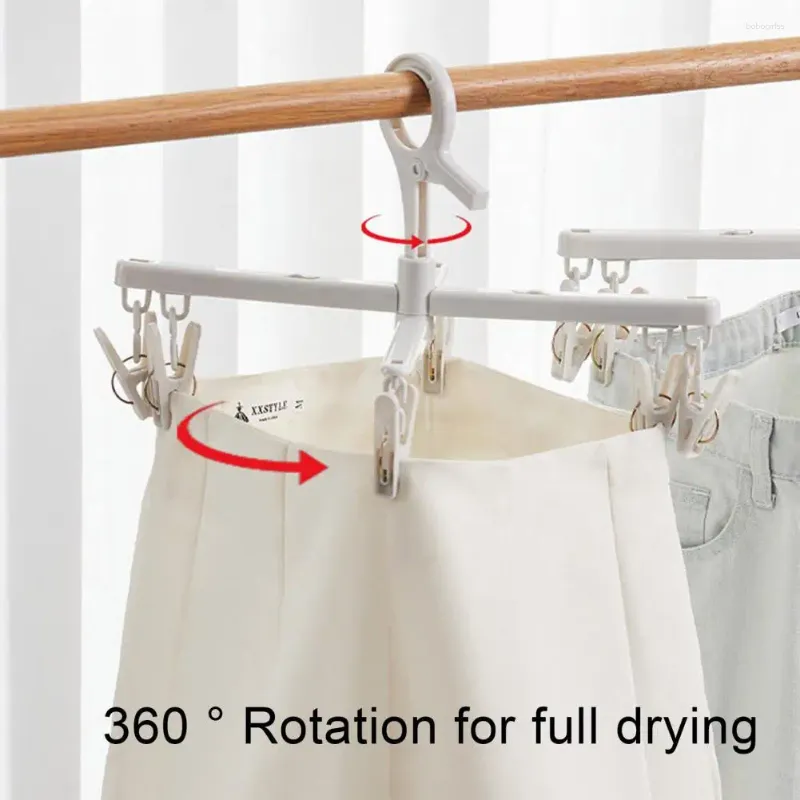 Hangers Opvouwbare Kleerhanger 360 Graden Roterende Kleding Met Multi Clips Voor Sokken Broek Sjaals Antislip Droogrek