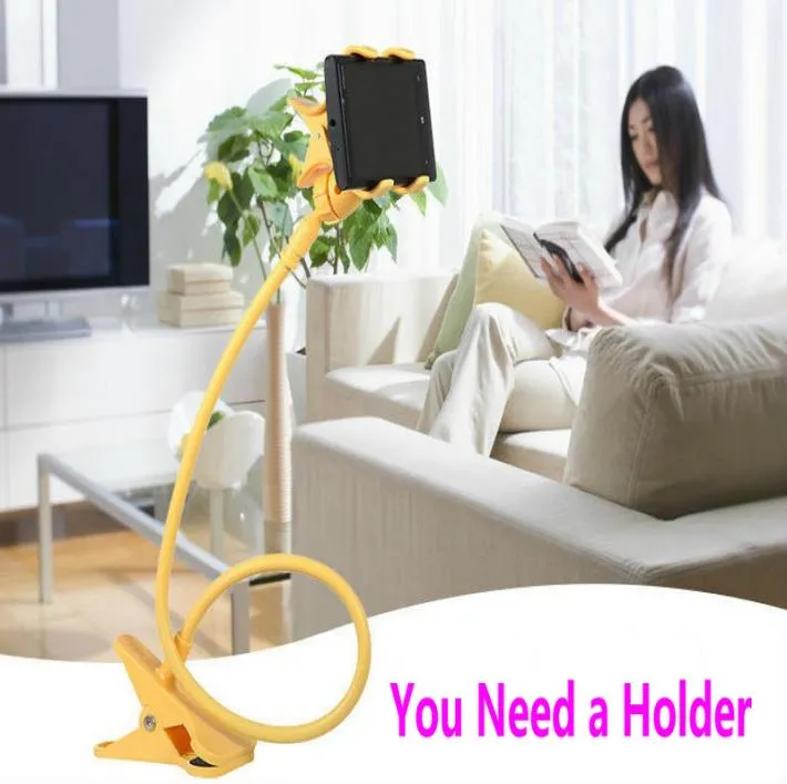 Universal Lazy Holder Bed Desktop Two Clips Moblie Stand flexibel utdragbar konsol för 35quot till 6quot -telefoner GPS9446906