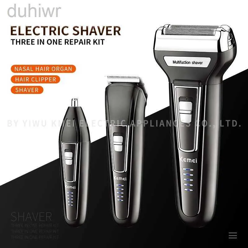 Electric Shavers Kemei KM-6558 Multifunktionell vattentät 3 i 1 Cutter Head USB Men Shaver 2442