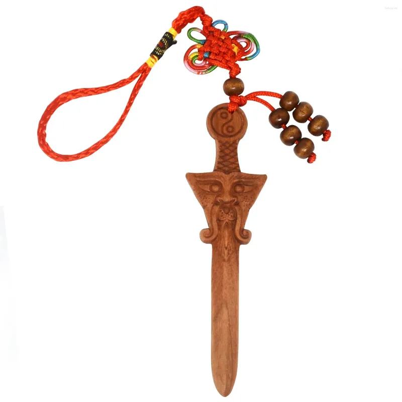 Hooks Fengshui Dragon Head Exorcism Peach Wood Keychain Pendant Primordial Year Amulet