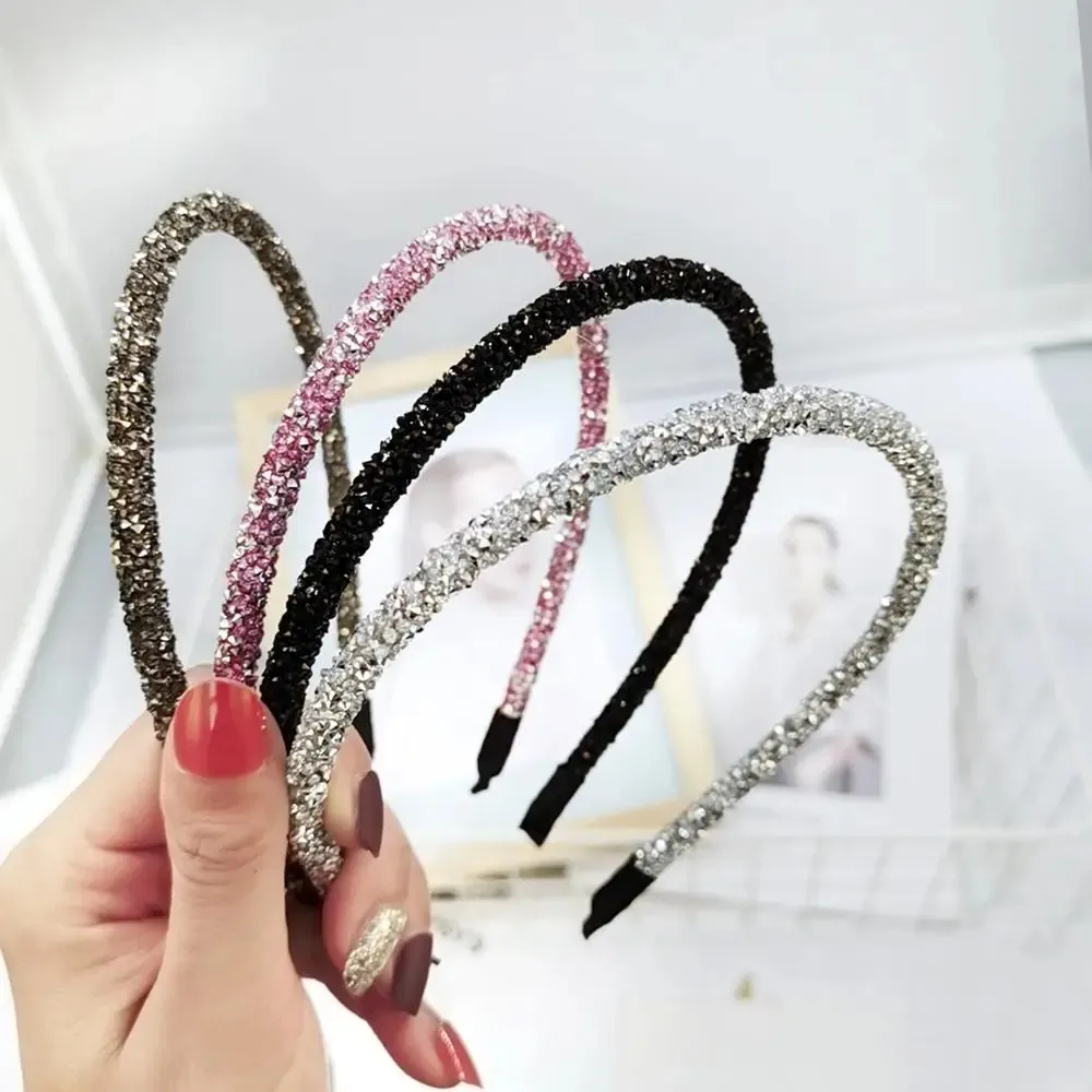 3 -stcs/Fashion Korea Crystal Soft Headband for Women Rhinestone Hairband Beads Bezel Girls Hair Accessoires Simple Headwar