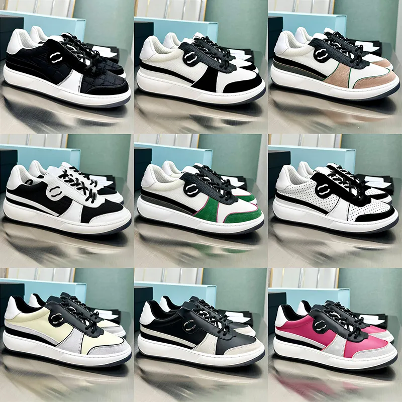 Populära panda brädskor kvinnliga designer kakor för flickor färg matchande kalvläder övre fårskinn foder tpu tjocka yttersula kvinnliga sneakers storlekar 35-42