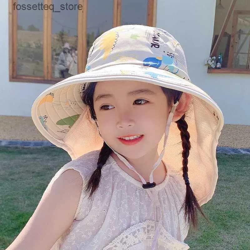 Wide Brim Hats Bucket Hats Sun Sun for Children Sun Chat pour la protection du visage d'été pour garçons Sun Sun pour filles chapeau de soleil pour le cou