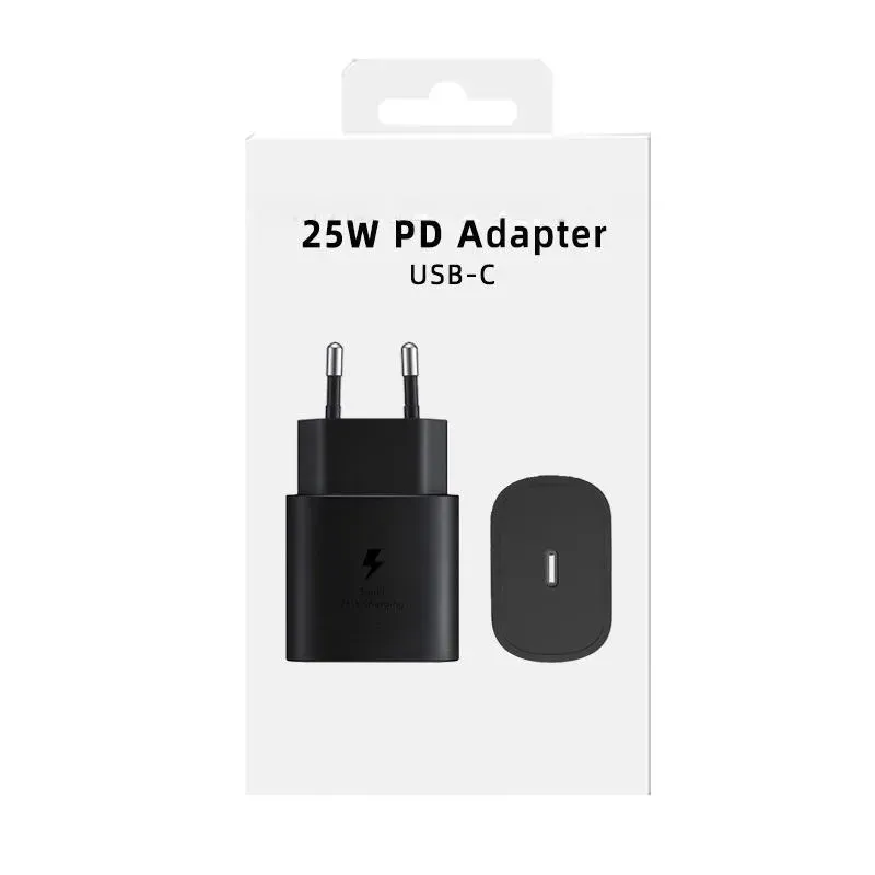 OEM Quality 25W PD USB C高速充電20Wパワーウォールクイック充電アダプターSAMSUNG充電器ギャラクシーS21 5G S20 S10 NOTE 20 10 A71 A70S A80 M51用EUプラグ