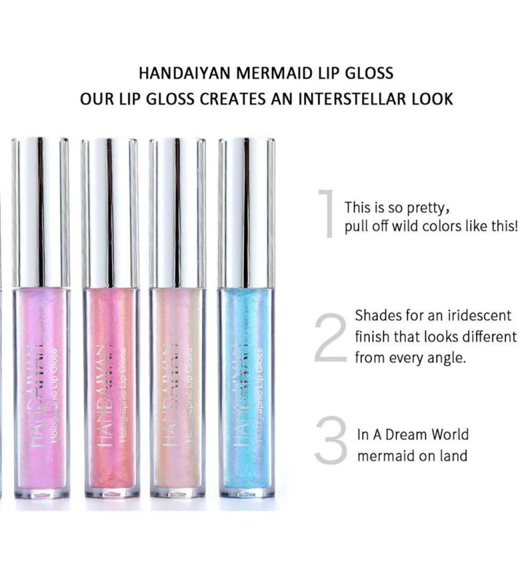 Handaiyan 6 Colors Glow Glow Glitter Shimmer Mermaid Lip Gloss Tint保湿防水金属