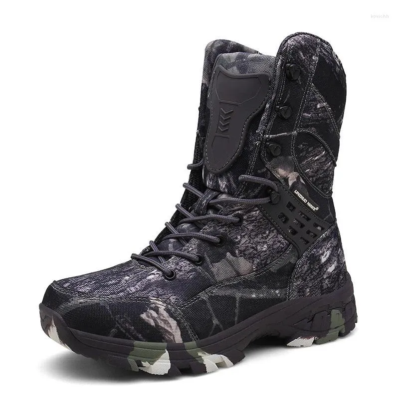 Zapatos de Fitness para hombre, botas de combate de camuflaje impermeables para escalada al aire libre, senderismo en la jungla, caza, entrenamiento militar, bota táctica alta