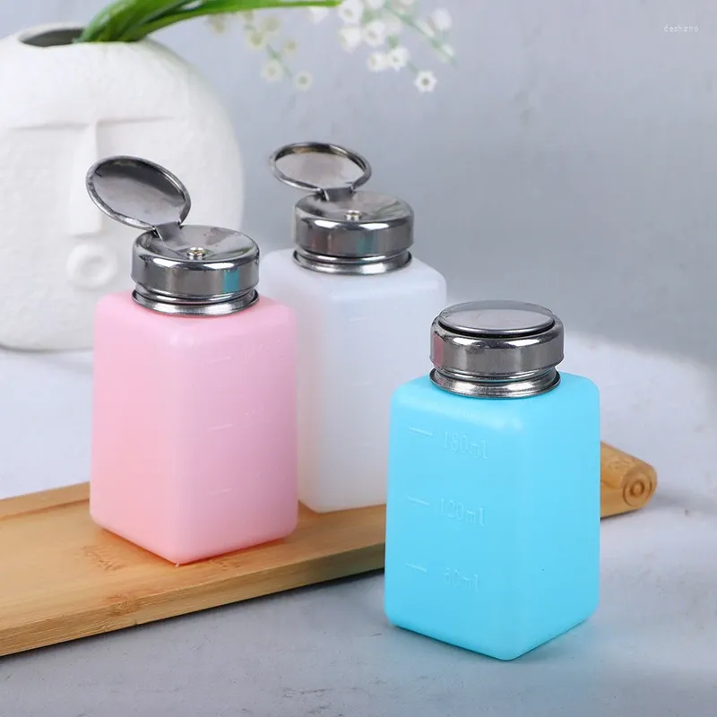 Storage Bottles 180ml Nail Press Bottle Liquid Alcohol Gel Polish Holder Portable Plastic Cleaner Remover Dispenser 1pc