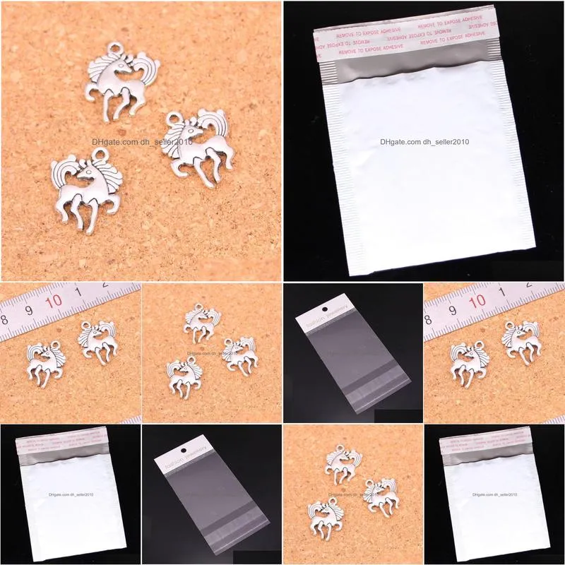 Charms 94pcs Antik Sier Kaplamalı At kolyeleri Avrupa bilezik mücevherleri için DIY el yapımı 19x25mm damla teslimat bulguları compo dhwhw