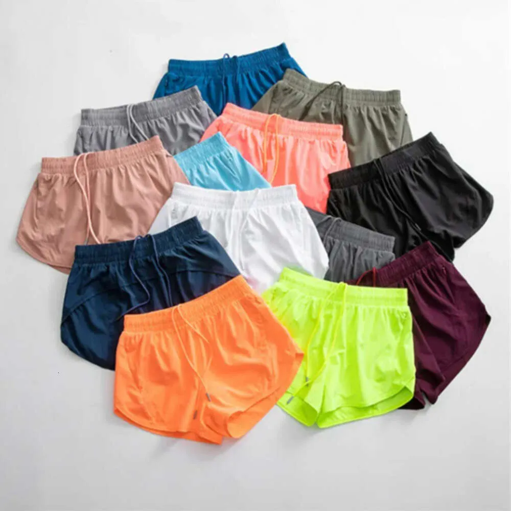 2024 lululemenI Damesshorts Fiess Taille Slank Sneldrogend Ademend Hoge Elasticiteit Nylon Materiaal Broek Citroen Sportshorts Yoga-outfit ki88