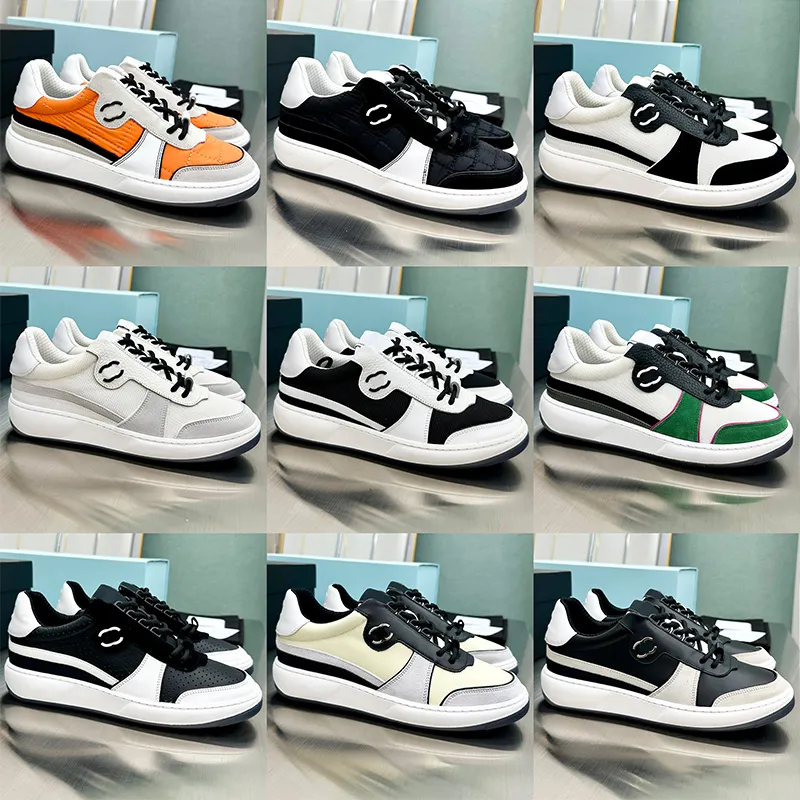 Kvinnlig designer populära panda brädskor söta kakor skor färg matchande kalvläder övre fårskinn foder tpu tjocka yttersula sneakers för kvinnors storlek 35-42