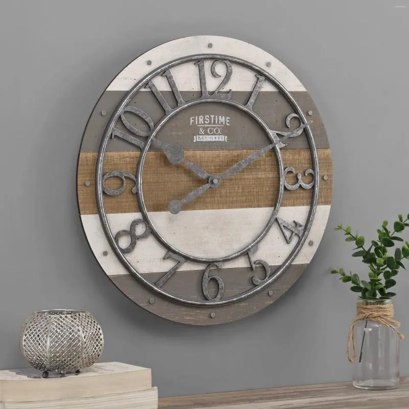 Väggklockor Multicolor Shabby Pallet Clock Farmhouse Analog 16x2x16 i god kvalitet Special Design Stark hållbarhet 2024