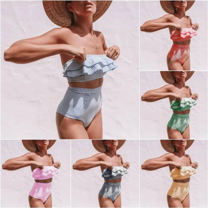 Costumi da bagno da donna Vintage Ruffles Bikini sexy da donna Costume da bagno diviso 2024 Fashion Girl Summer Set Arrivo costume da bagno da donna