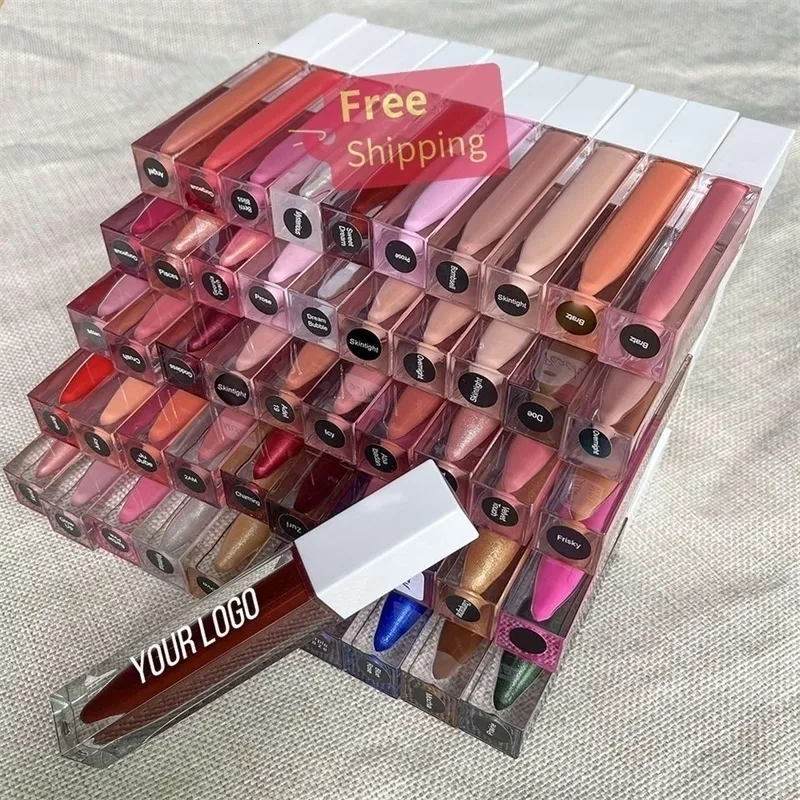 Lipgloss gratuit marque privée personnalisé en gros mat liquide rouge à lèvres étanche blanc Tube Pigment brillant à lèvres brillant fournisseur 240321