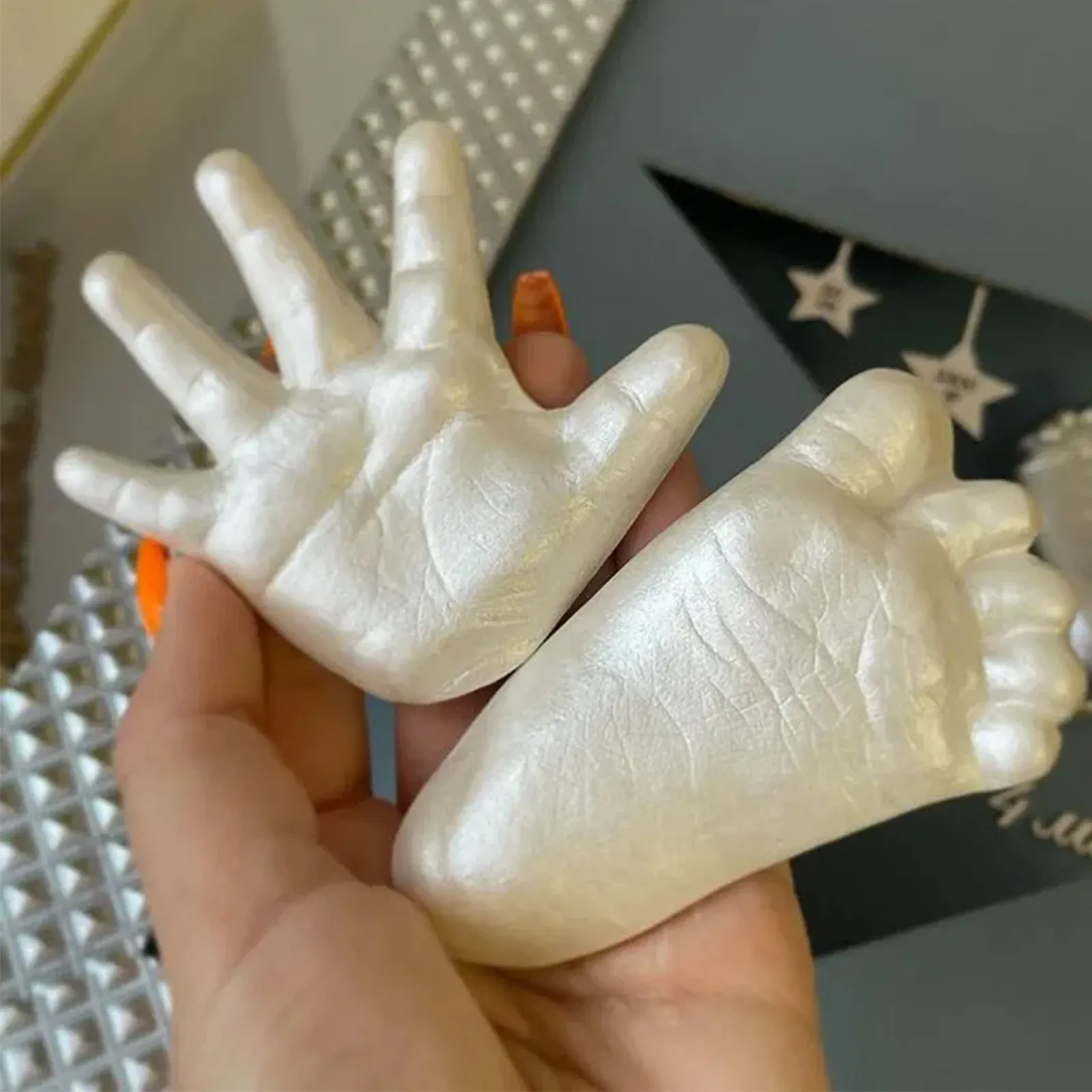 DIY Plaster Morber Baby 3D Foot Print Model مجموعة طراز الطفل المتزايد من الأزواج مجموعة الأزواج ديكور صب الزفاف