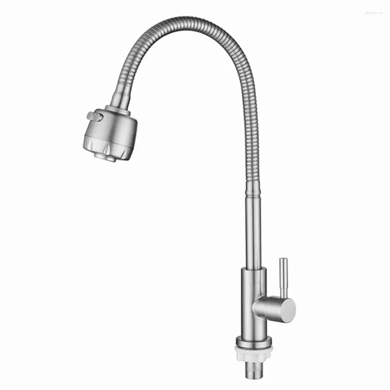 Rubinetti da cucina Miscelatore monocomando girevole a 360° per lavello acqua fredda Rubinetti da piano in acciaio inox