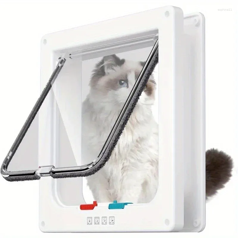 Porte-chats 1 pièce, porte intérieure pour animaux de compagnie, grand extérieur, 4 Modes de verrouillage, adapté à la fenêtre et au mur, solide et Durable