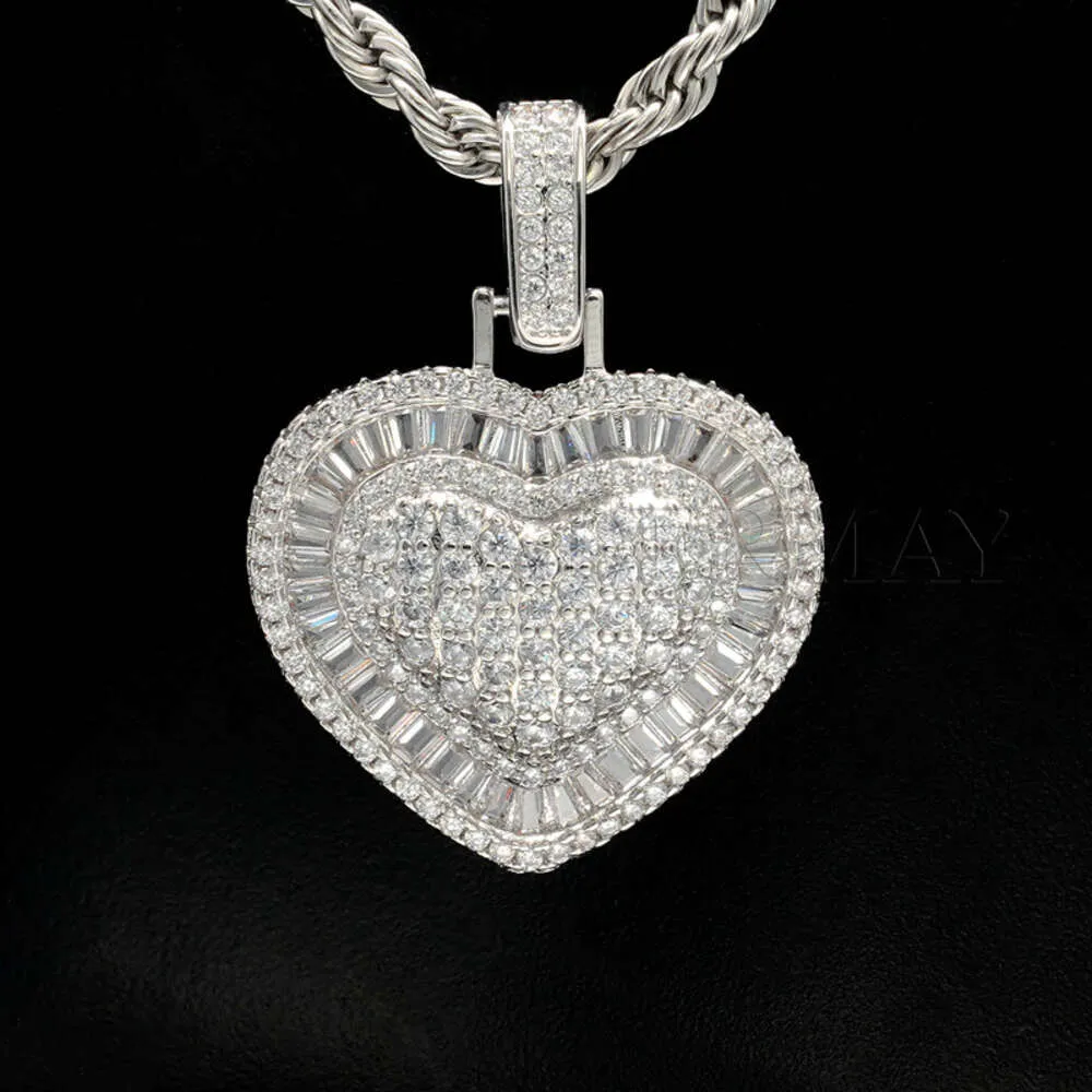 Cadermanay Fasion Kolye Baget Kalp Şekli D VVS Moissanit Kolye 925 STERLING Gümüş Mücevher Kolye Kolye Kadınlar için
