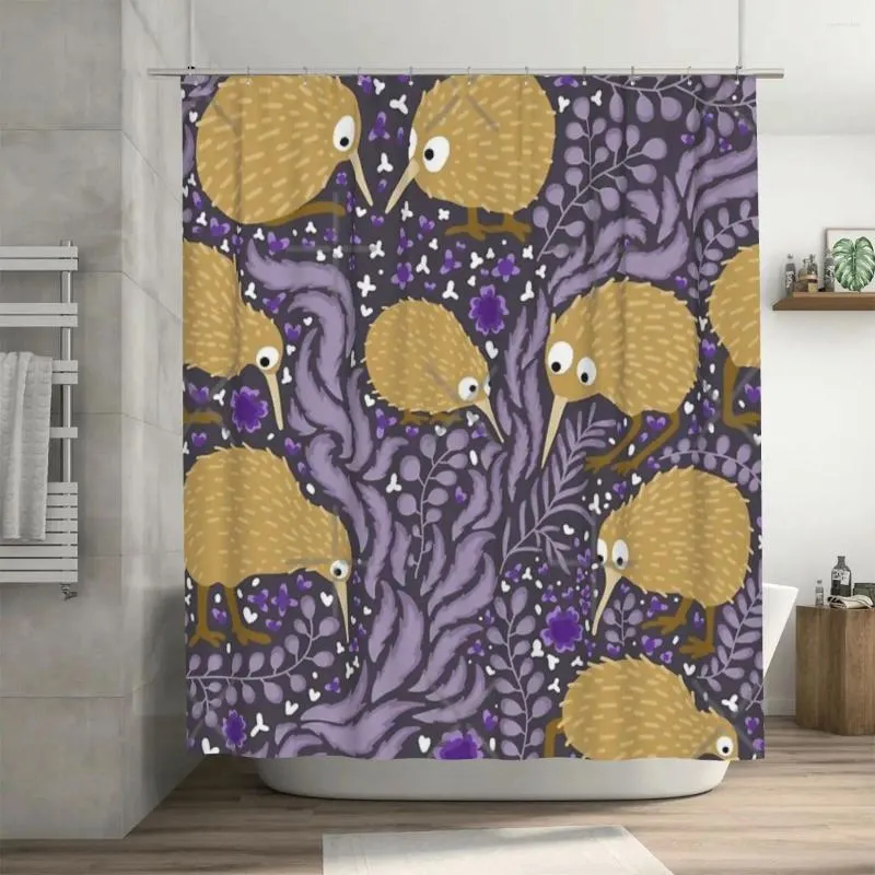 Duş Perdeleri Kiwi Kuşlar Perde 72x72in kancalar DIY desen banyo dekor