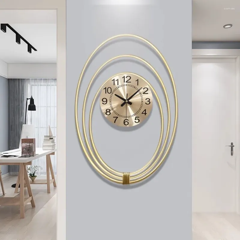 Väggklockor gåva vardagsrum klocka dekoration kvarts runda hem stycken elegant konst klassisk guld sovrum horloge dekor