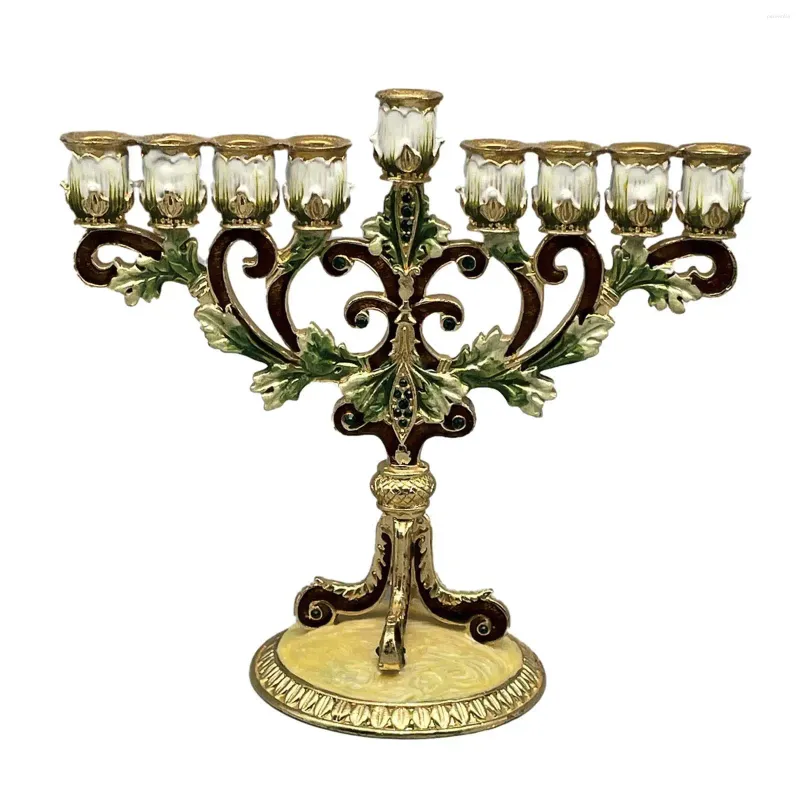 Świecowe uchwyty 9 oddziałów stołowych stolik stolik stojaków Hanukkah Menorah