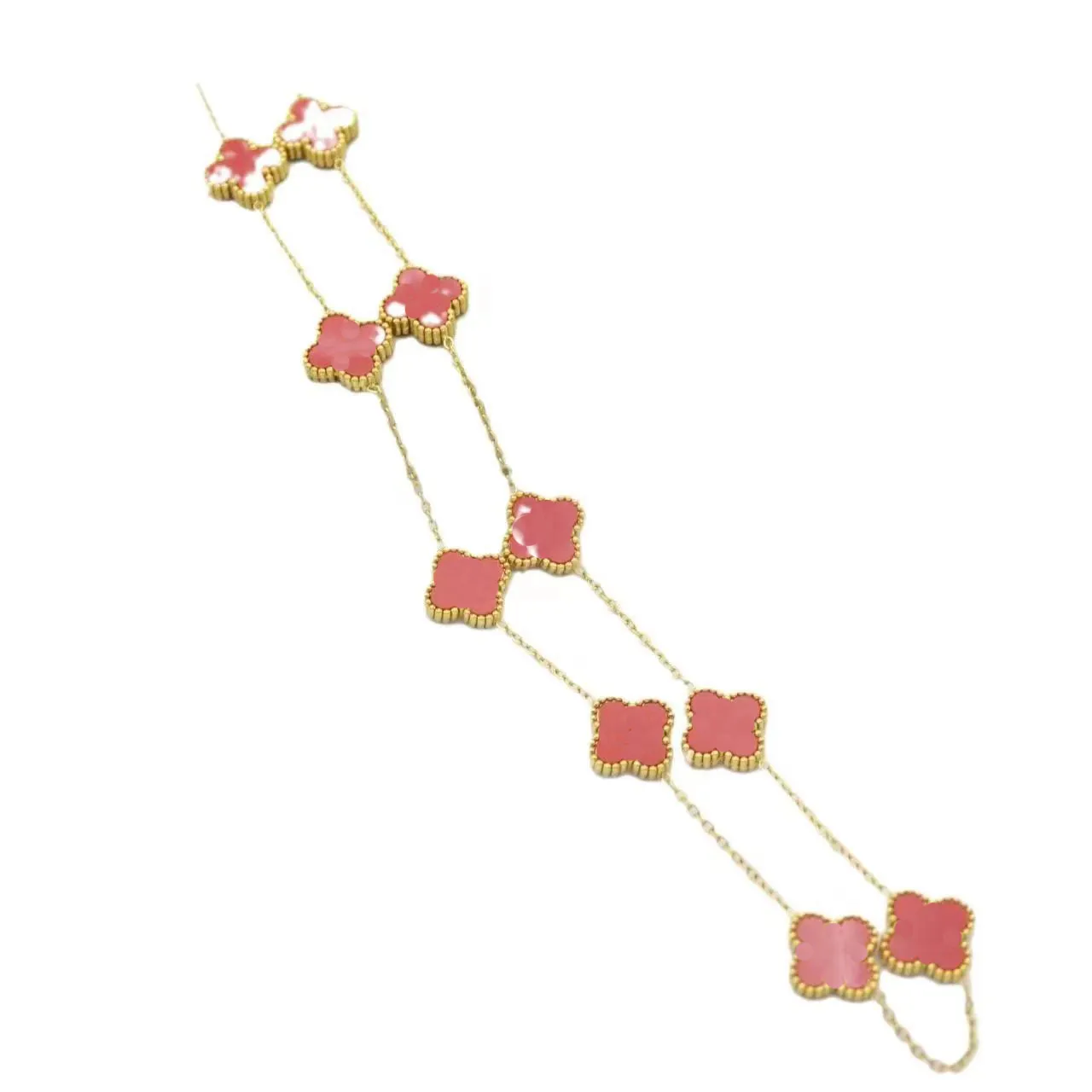 Klassisk fyra-blad clover designer version stort blommahalsband med rosguld naturlig tröja kedja kvinnors två källkedja gåva