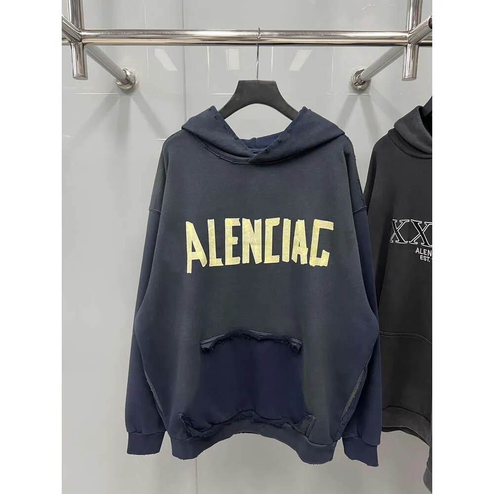 Sudadera con capucha de diseñador para hombre balencigs Sudaderas con capucha de moda Sudaderas con capucha para hombre Suéteres de alta calidad Versión correcta 23SS final Nueva cinta Impresión de letras con capucha Casual Ajuste suelto DK0R8 VWM2