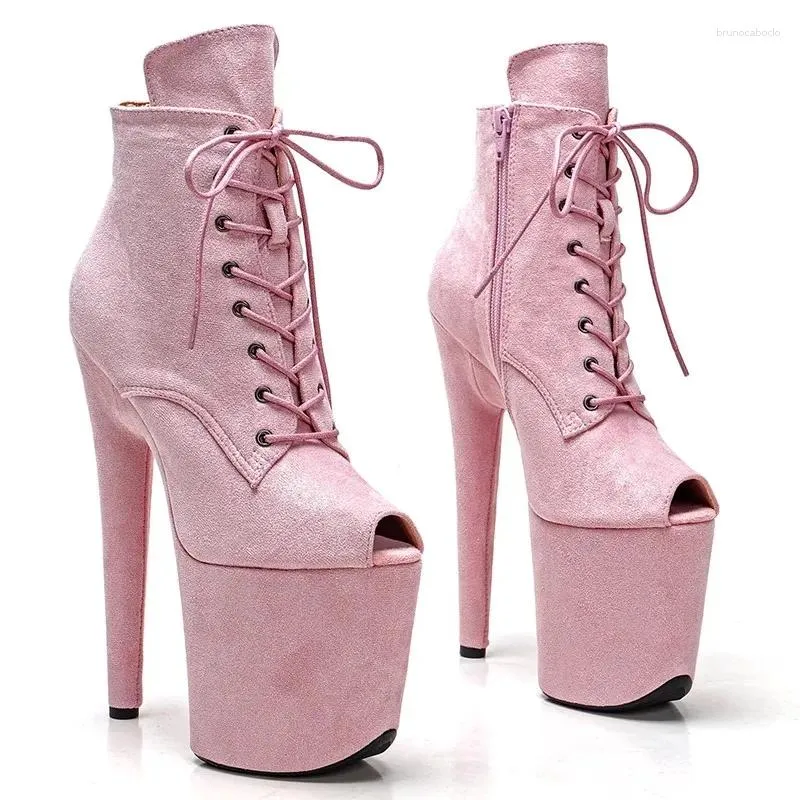 Dansschoenen Mode Sexy Model Toont Suede Bovenste 20 Cm/8 Inch Vrouwen Platform Party Hoge Hakken Pole laarzen 479