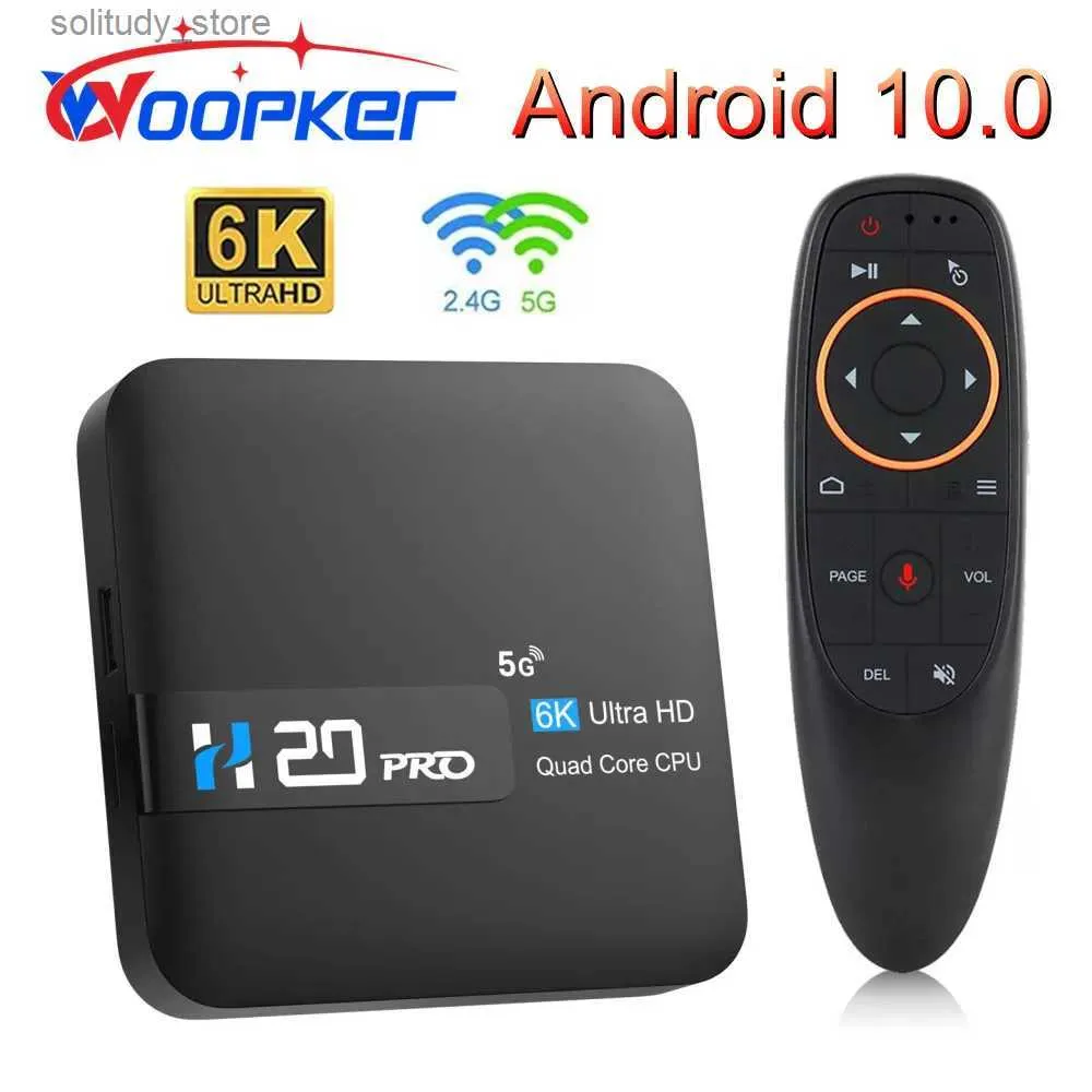 セットトップボックスWoopker H20 Pro Smart TV Android 10.0 2GB 8GB 6Kメディアプレーヤープレイストア2.4および5G WiFi高速1080p Q240402