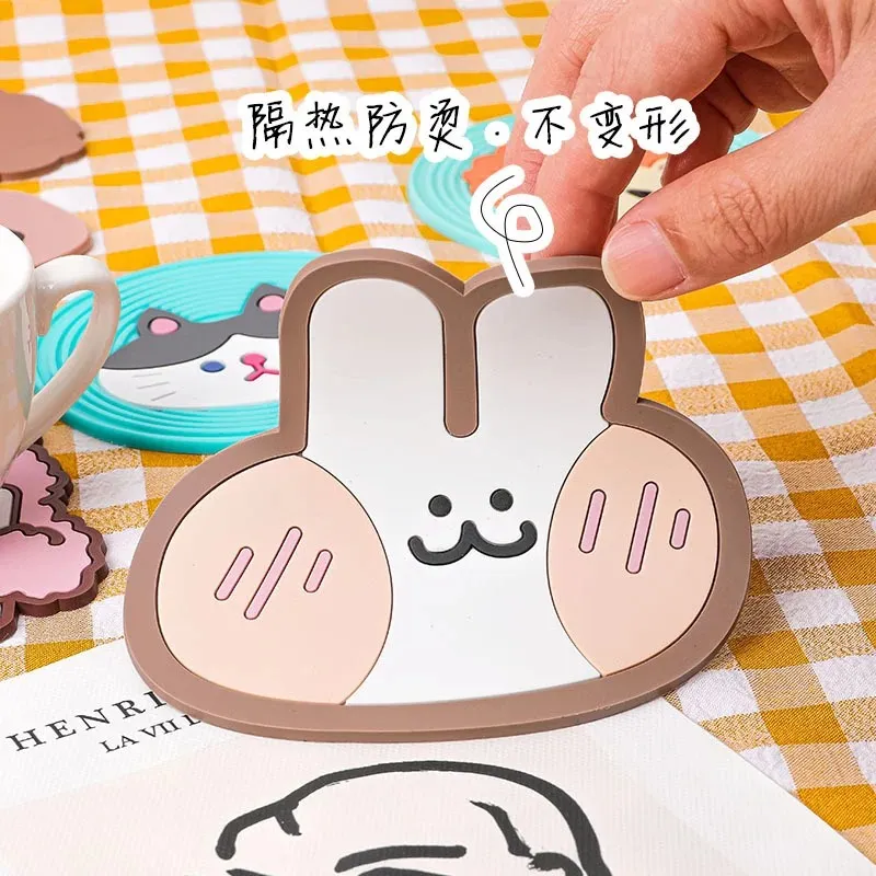 New Silicone Coaster Cartoon Table Mat Non-slip Cup Mat Heat Insulation Tea Cup Mat Bowl Mat Kitchen Accessoriesfor non-slip cup mat