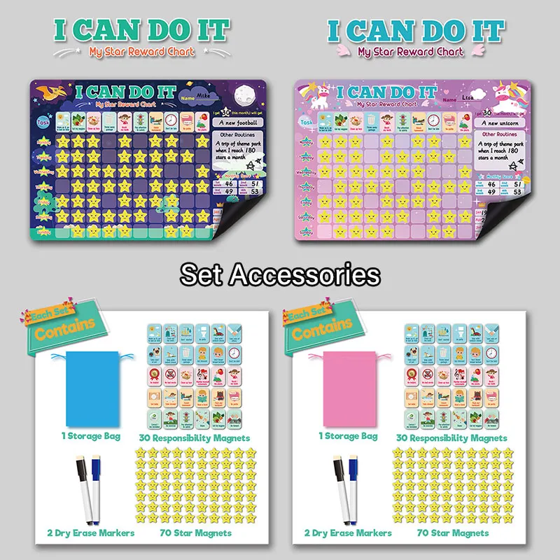 Magnetische beloningsgrafiek Montessori Toys voor kinderen Goede gewoonten om tijd te ontwikkelen Activiteitsschema Koelkast Stickers Games