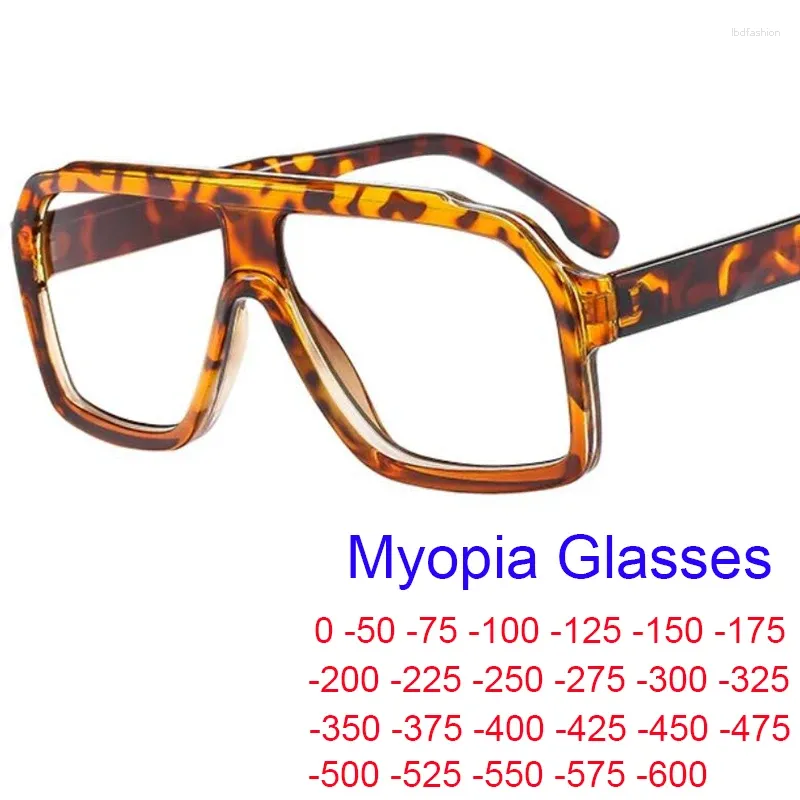 Sunglasses Vintage Pilot Oversize Goggles Women Men Leopard Tea Big Frame Prescription Myopia Glasses Anti Blue Light