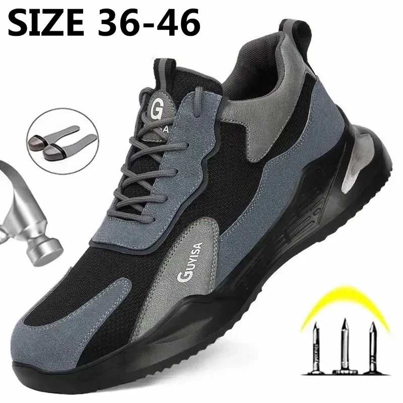 Shoes Men's Work Shoes Steel Toe Men's Safety shoes Lightweight Work Shoes Safety Boots Puncture Proof Work Sneakers