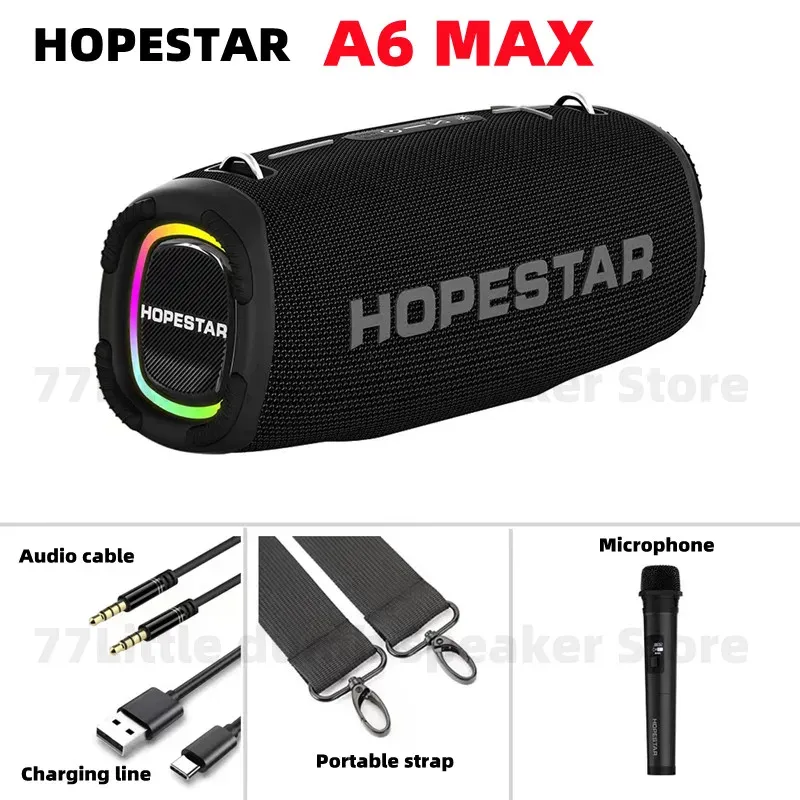 스피커 HOPESTAR 120W 야외 방수 블루투스 스피커 RGB 라이트 효과 홈 파티 가라오크 서브 우퍼 Caixa de Som A6 Max