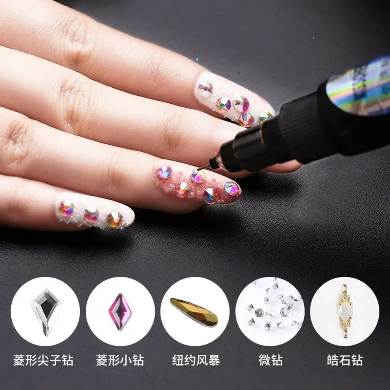 Manicure DIY Nail Art Caulking Glue Pen Dual Use Multifunction Drilling Adhesive No Wash Point Drill Gel for Acrylic